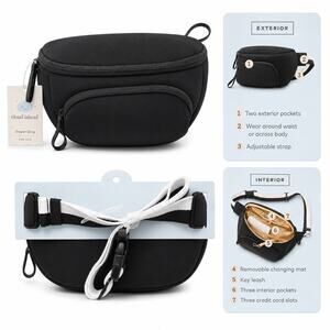Cloud Island Diaper Sling Crossbody Diaper Bag Black w/ Changing Pad NEW